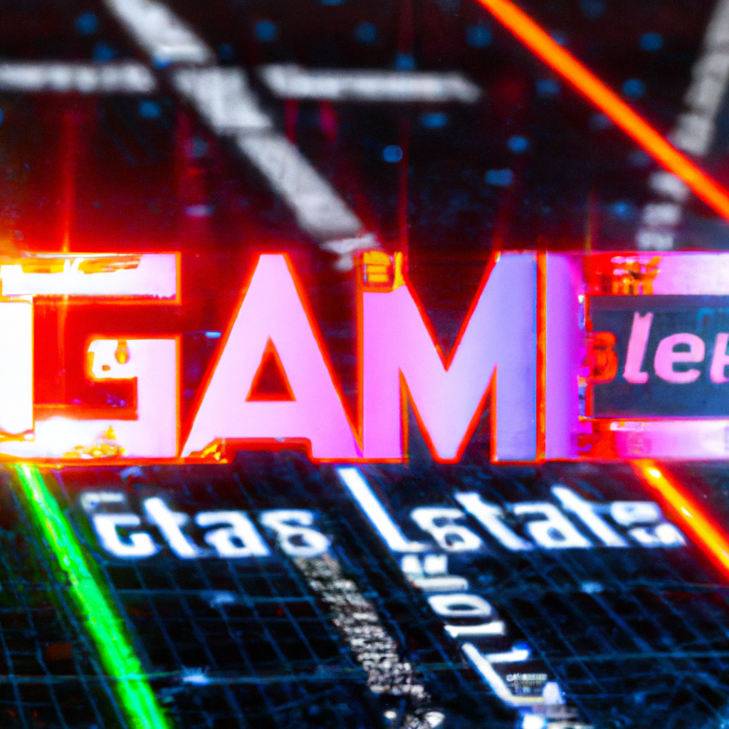 Close-up of a neon arena with player markers and HUD